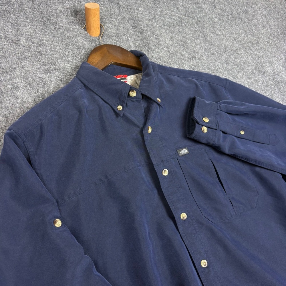 The North Face Mens Navy Blue Modal Blend Long Sleeve Hiking Shirt Small A412